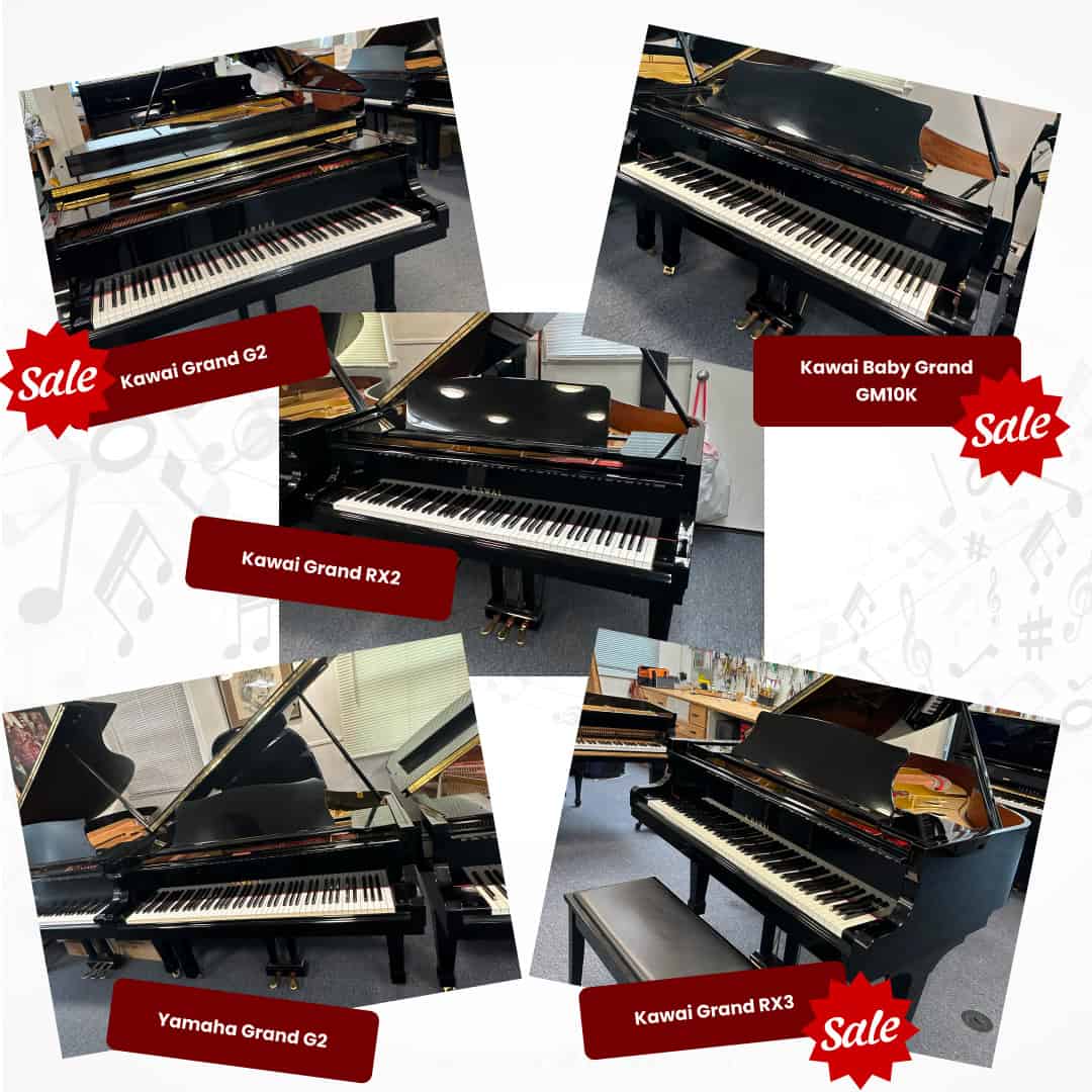 Promo image showing pianos on sale