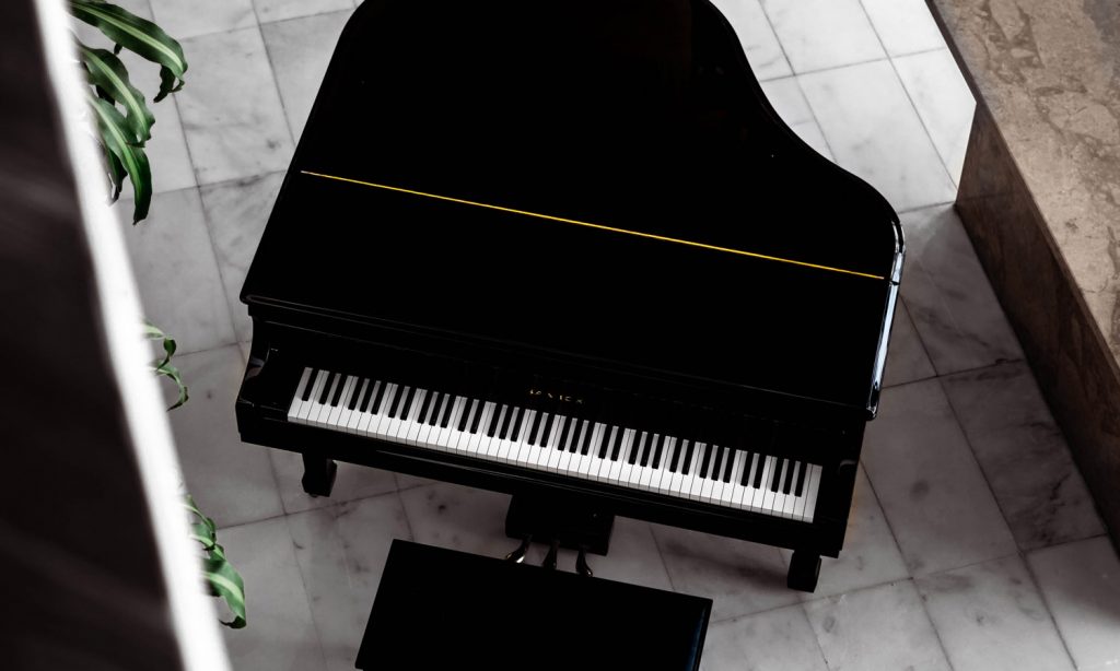 black grand piano, top view